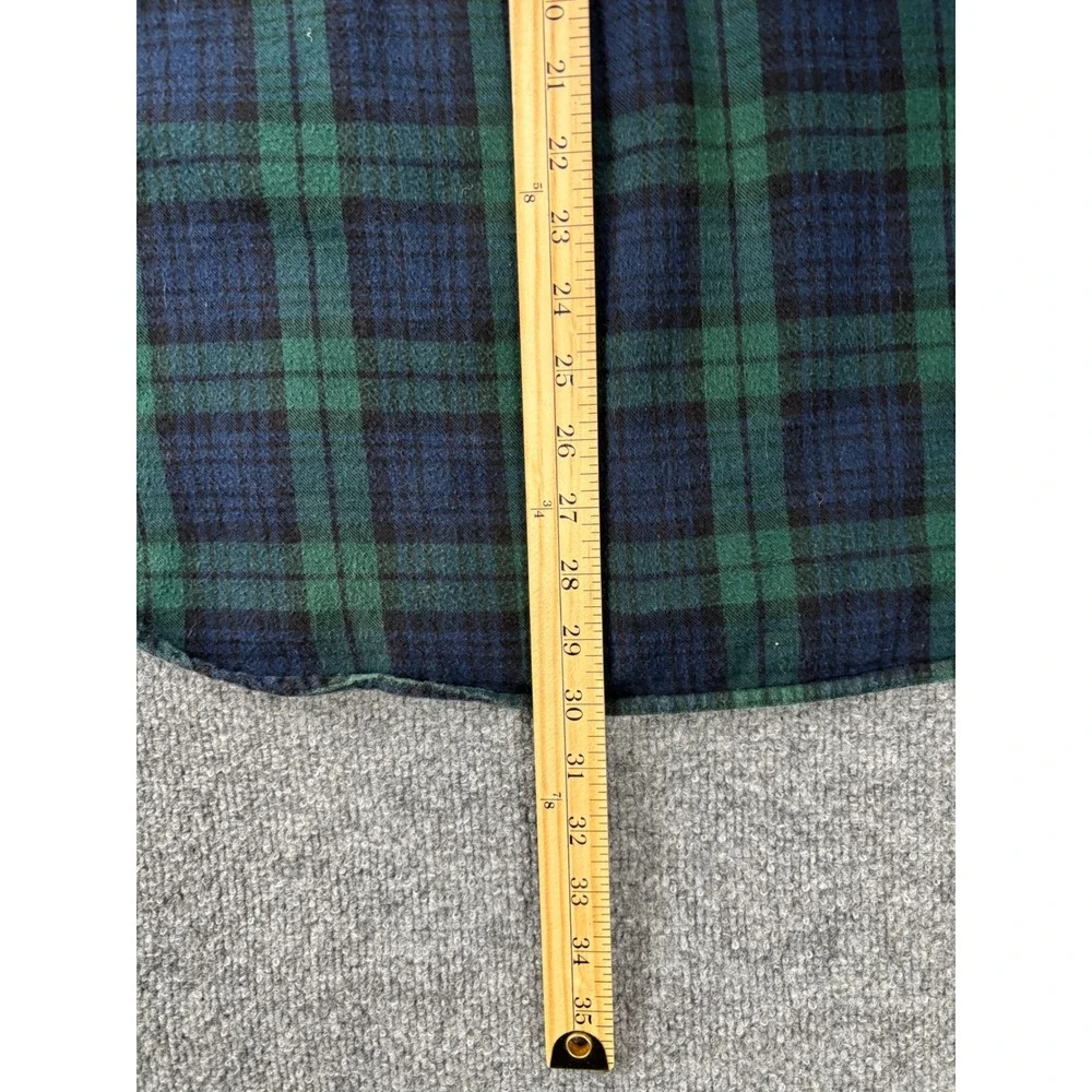 LL Bean Mens Flannel Shirt Large Green Navy Blue Plaid Cotton Heritage Outdoors - Picture 5 of 5